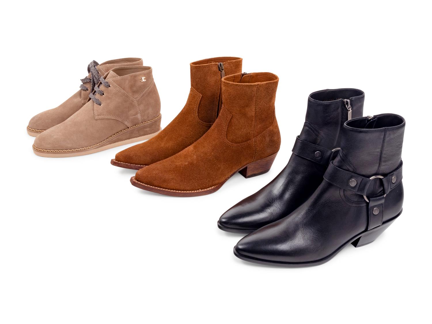 Three Pairs of Designer Boots: Two Saint Laurent, One Chanel