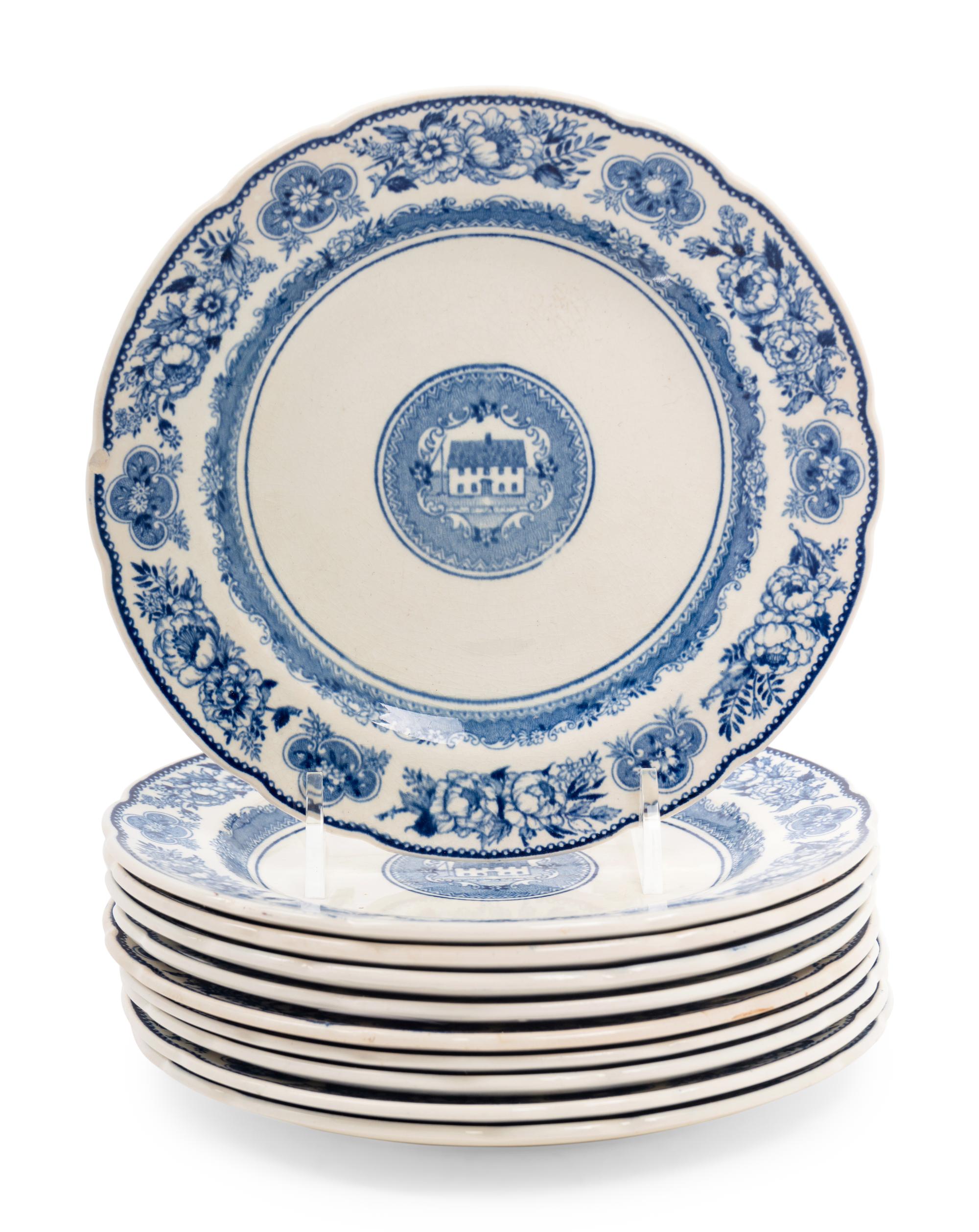 Twelve Wedgwood Dinner Plates of Yale University Interest
