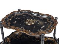 A Victorian Papier Mâché and Mother-of-Pearl Inlaid Two-Tier Tray Table