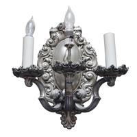 A Pair of Caldwell Silvered Brass Sconces 9" W x 10" D x 15" H — United States, Circa 1900