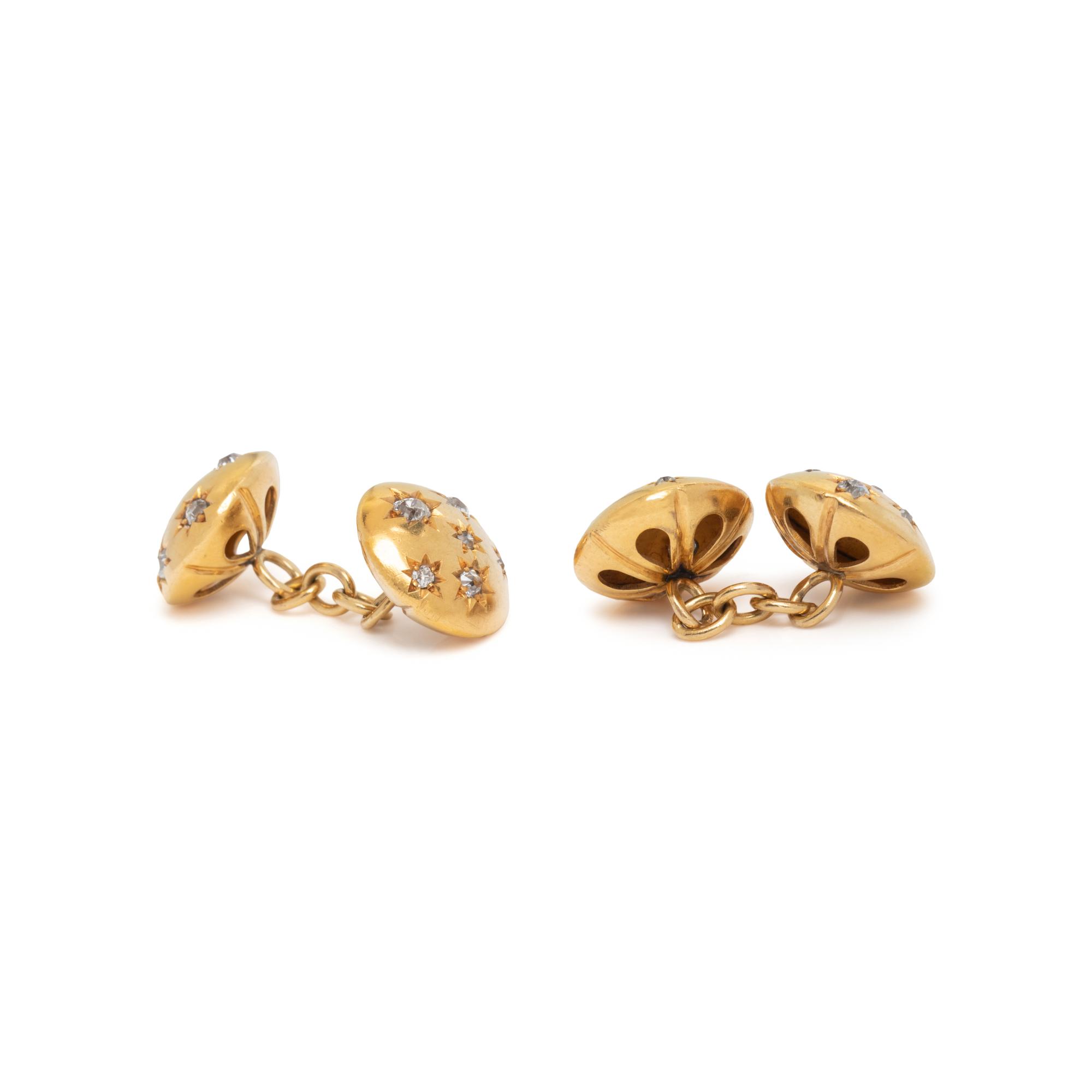 YELLOW GOLD AND DIAMOND CUFFLINKS