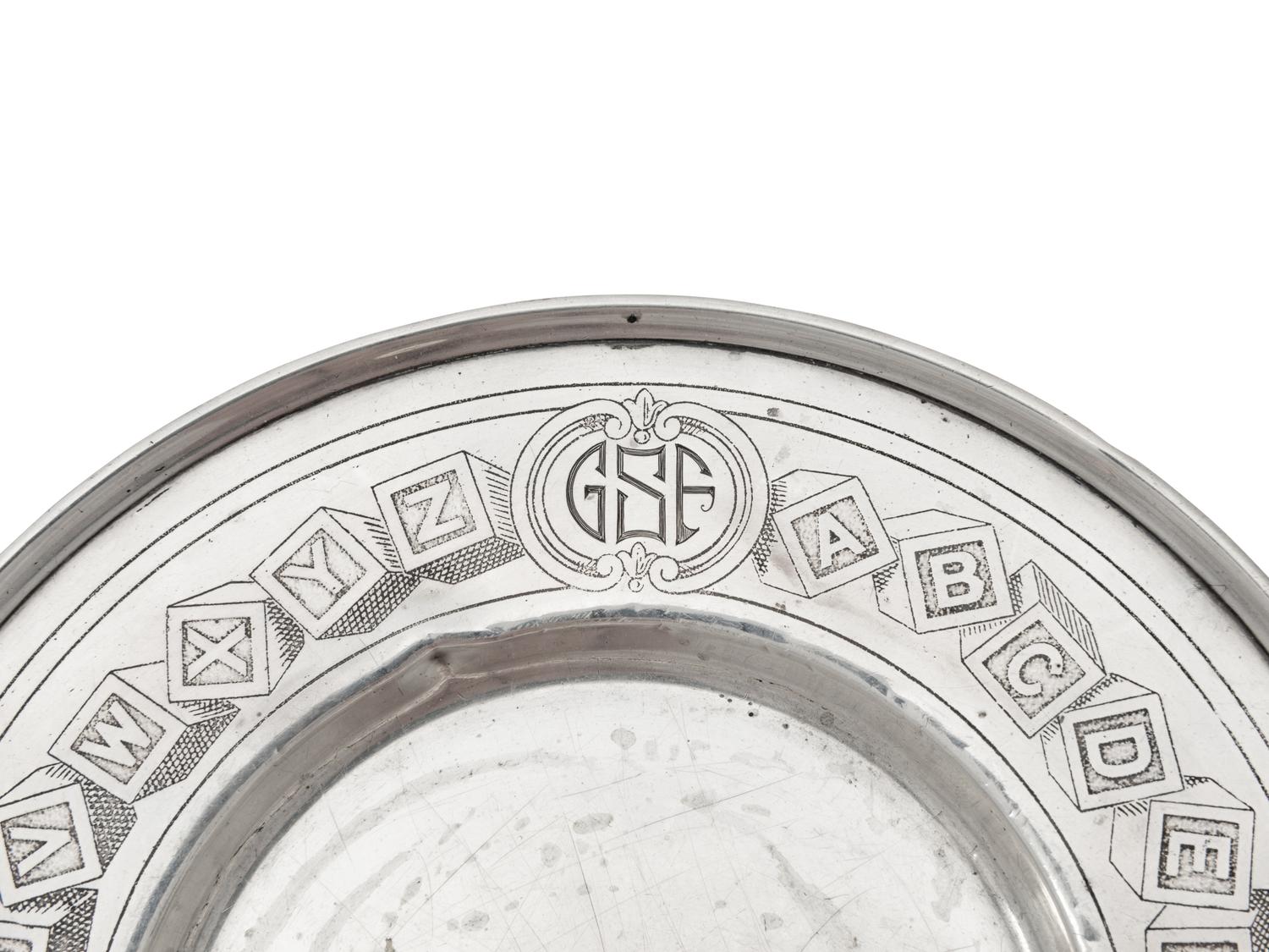 An American Silver Child's Alphabet Bowl and Plate