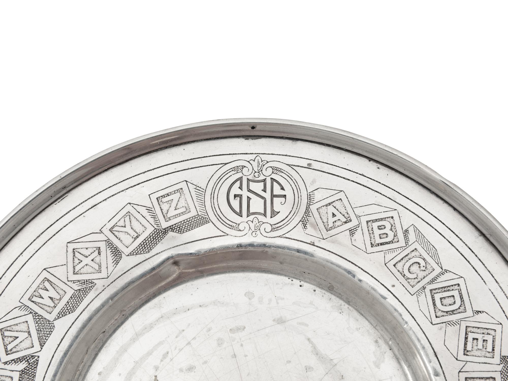 An American Silver Child's Alphabet Bowl and Plate