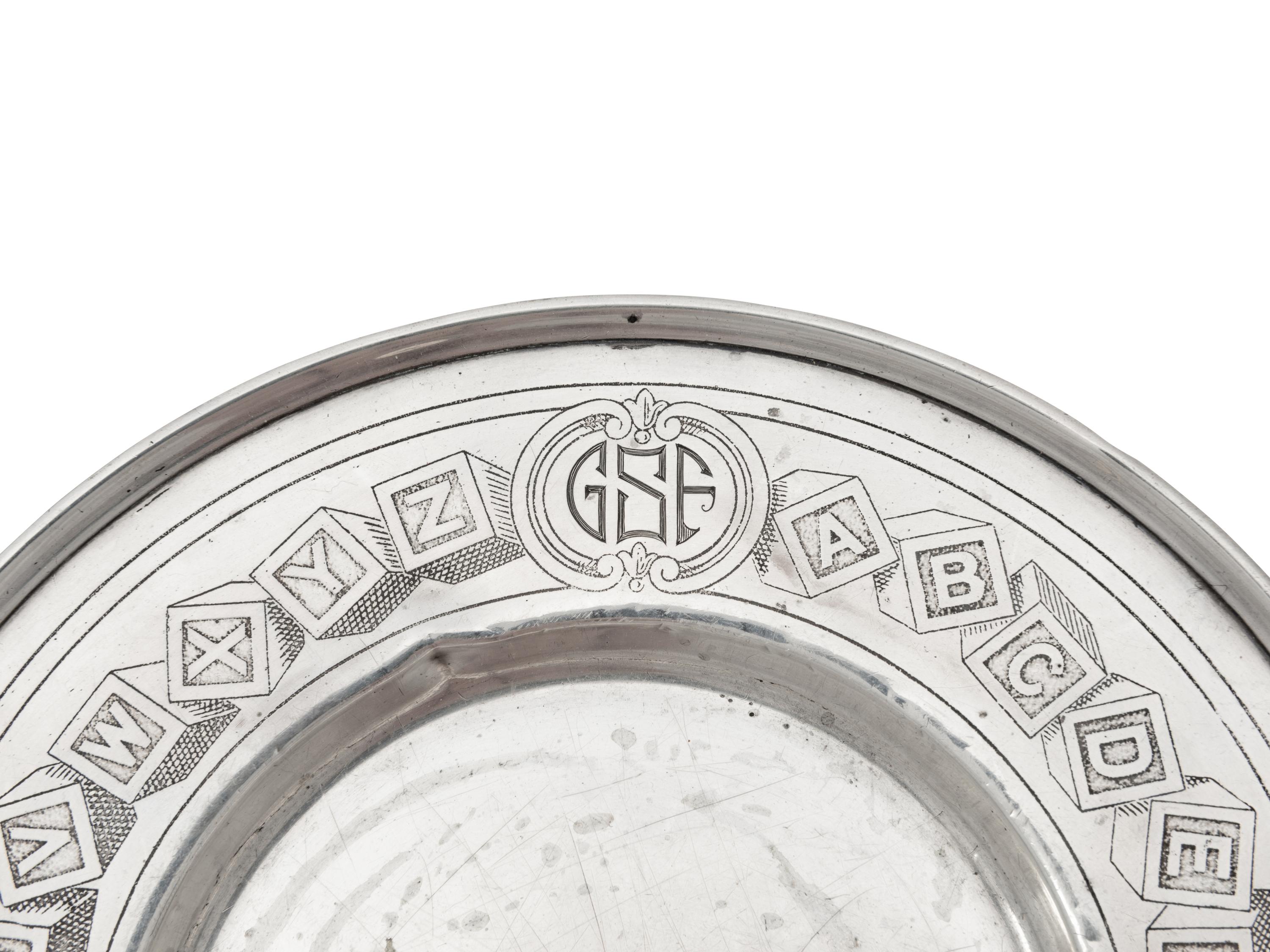An American Silver Child's Alphabet Bowl and Plate