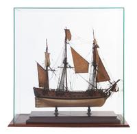 A Pair of French Presentation Ship Models, Width of case 27 inches.