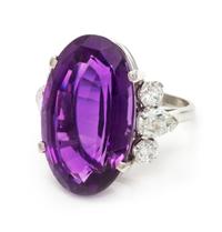 A White Gold, Amethyst and Diamond Ring, 8.80 dwts.