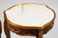 A Pair of Louis XV Style Gilt Bronze Mounted Marble-Top Tables