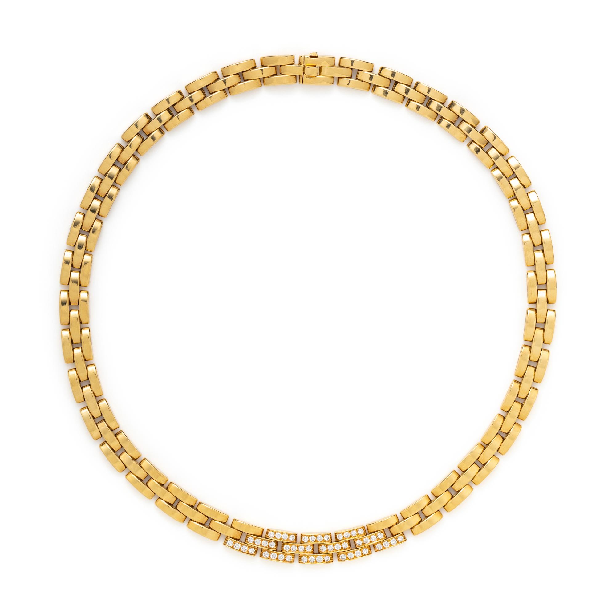 CARTIER, YELLOW GOLD AND DIAMOND 'MAILLON PANTHÈRE' NECKLACE