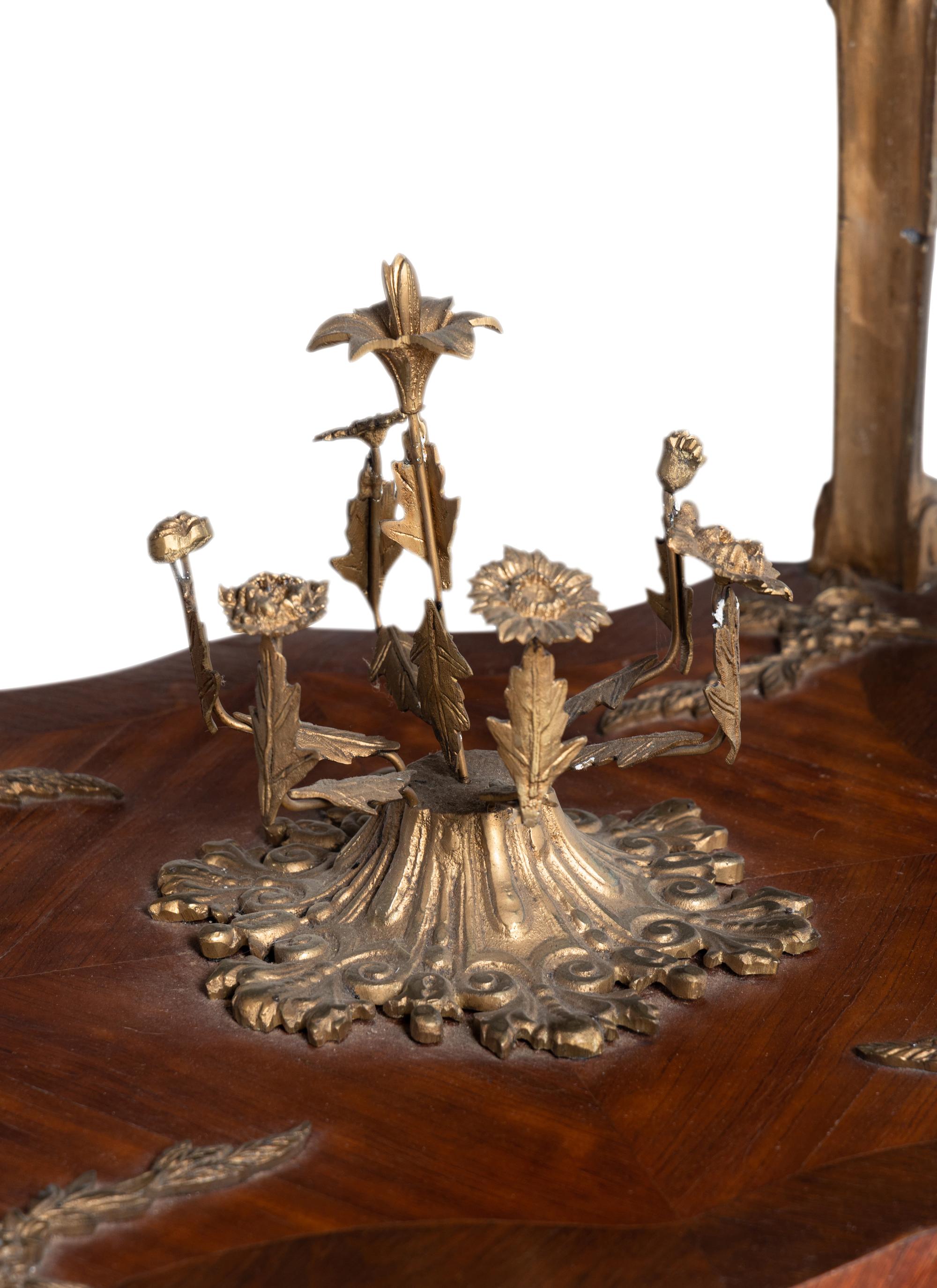 A Pair of Louis XVI Style Gilt Bronze Mounted Tulipwood Side Tables