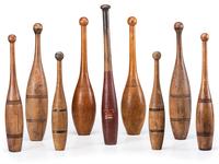 Nine Turned Wood Juggling Pins