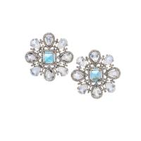 BLUE TOPAZ, MOONSTONE AND DIAMOND EARRINGS