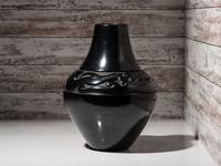 Carved Blackware Pottery Jar