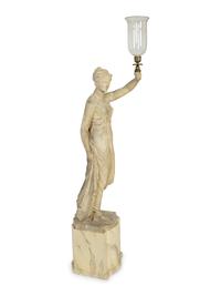 A Neoclassical Style Composition Figural Torchere on a Painted Faux Marble Base Attributed to Humphrey and Hopper — 20TH CENTURY