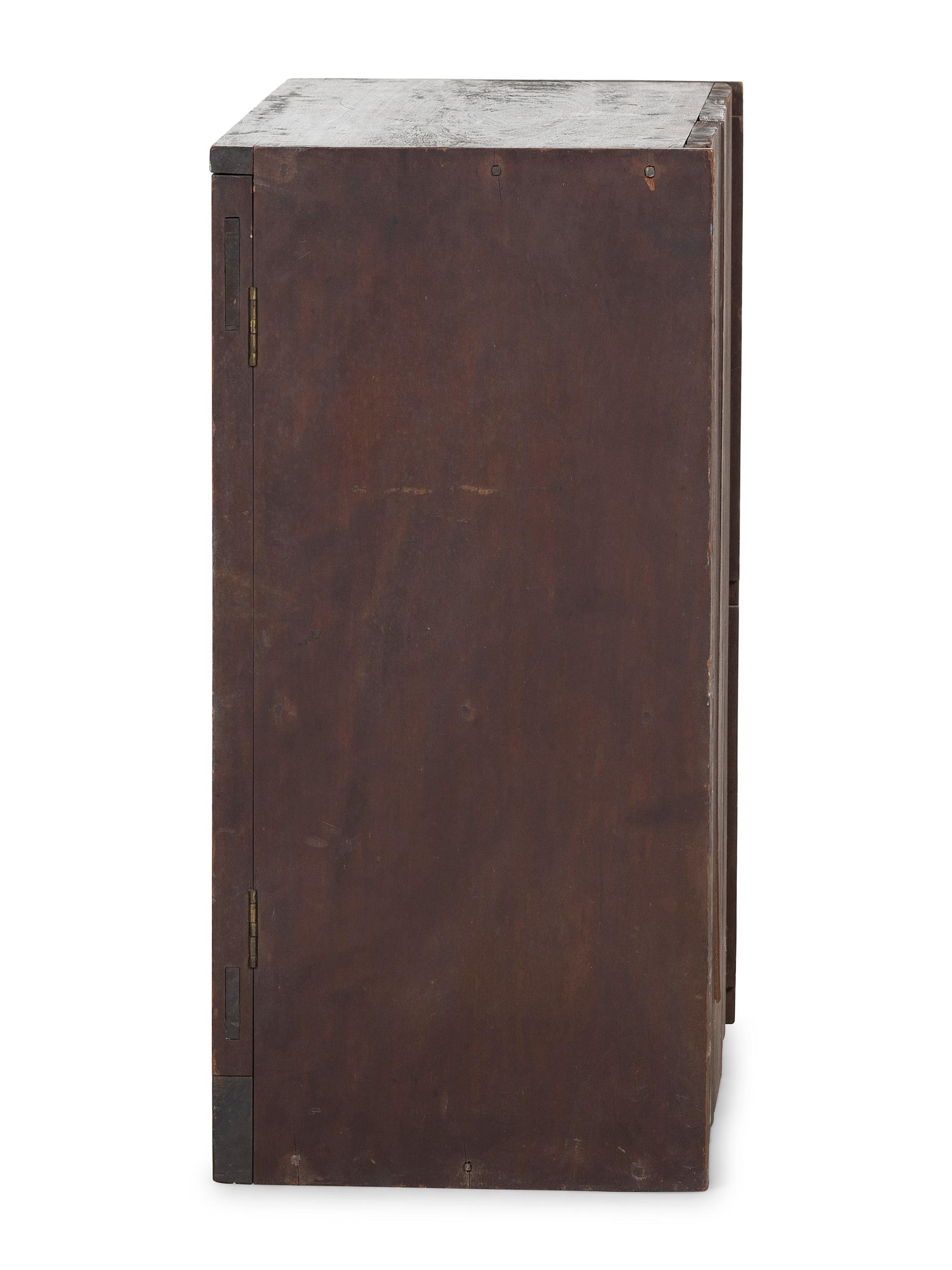 A Country Stained Cherrywood Table-Top Cupboard