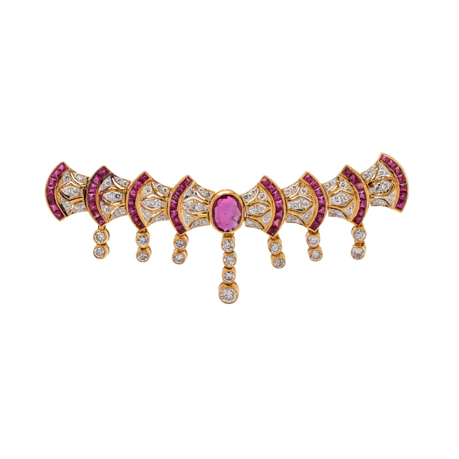 RUBY AND DIAMOND BROOCH