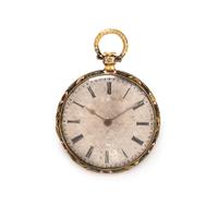 YELLOW GOLD AND ENAMEL OPEN FACE POCKET WATCH