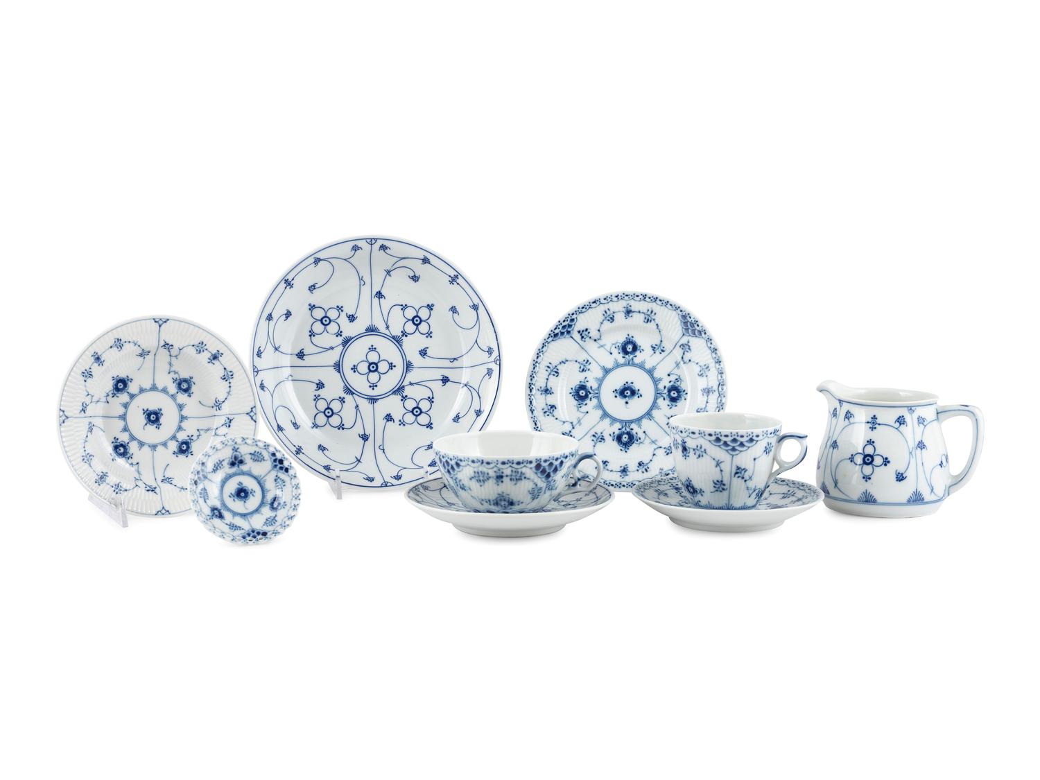 A Group of Royal Copenhagen and Porzellanfabrik Moschendorf Porcelain Tablewares