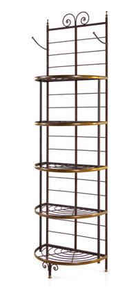 A Steel and Walnut Baker's Rack