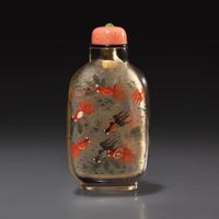 A Chinese Interior-Painted Rock Crystal Snuff Bottle, Ye Zhongsan, 1927 — 1927年 葉仲三作煙晶內畫金玉滿堂圖鼻煙壺