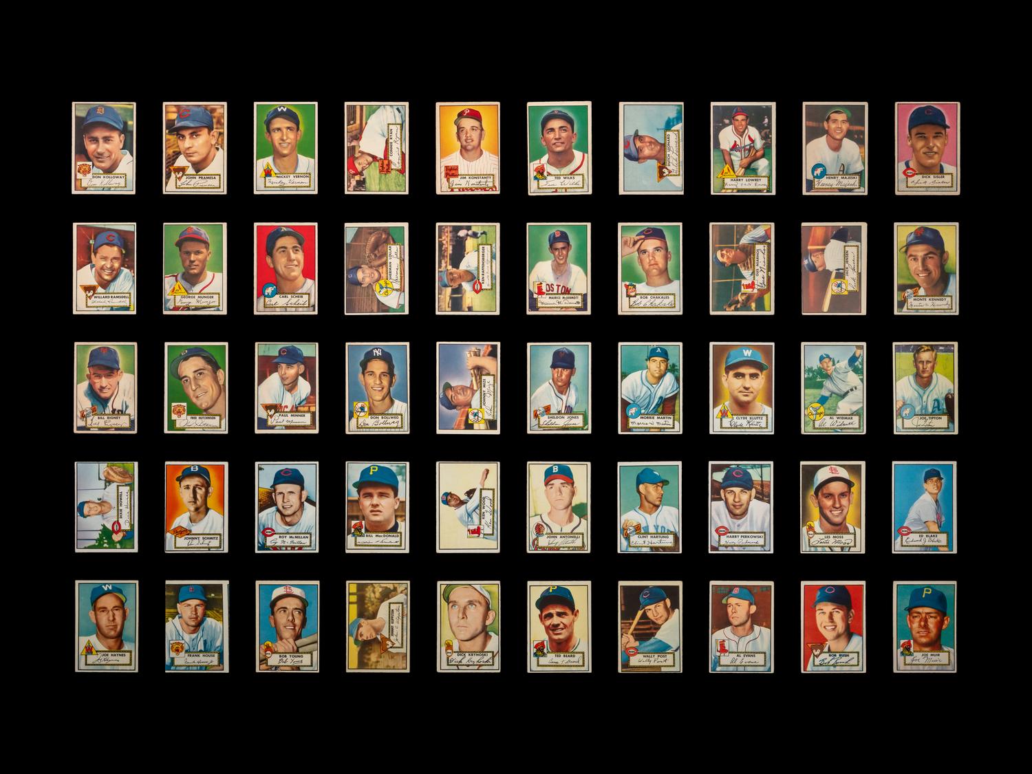 A Near Set of 1952 Topps Baseball Cards (371/407) Featuring Over 60 High Numbers