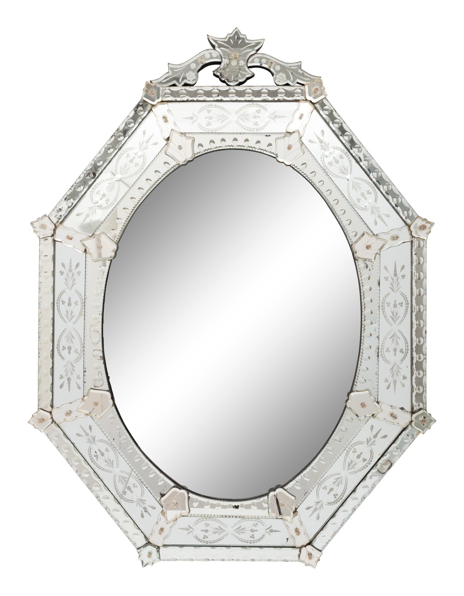 A Venetian Etched Glass Mirror