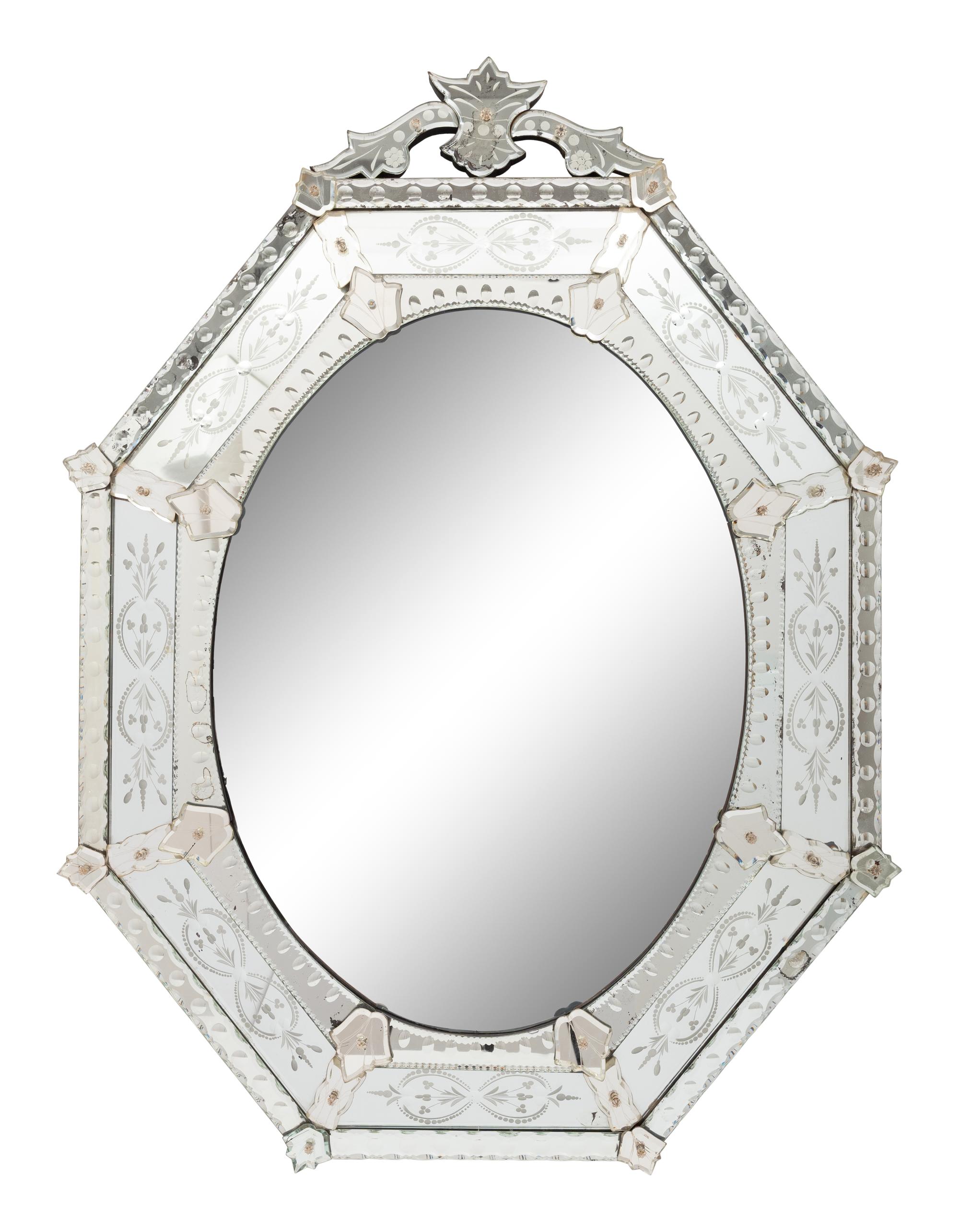 A Venetian Etched Glass Mirror