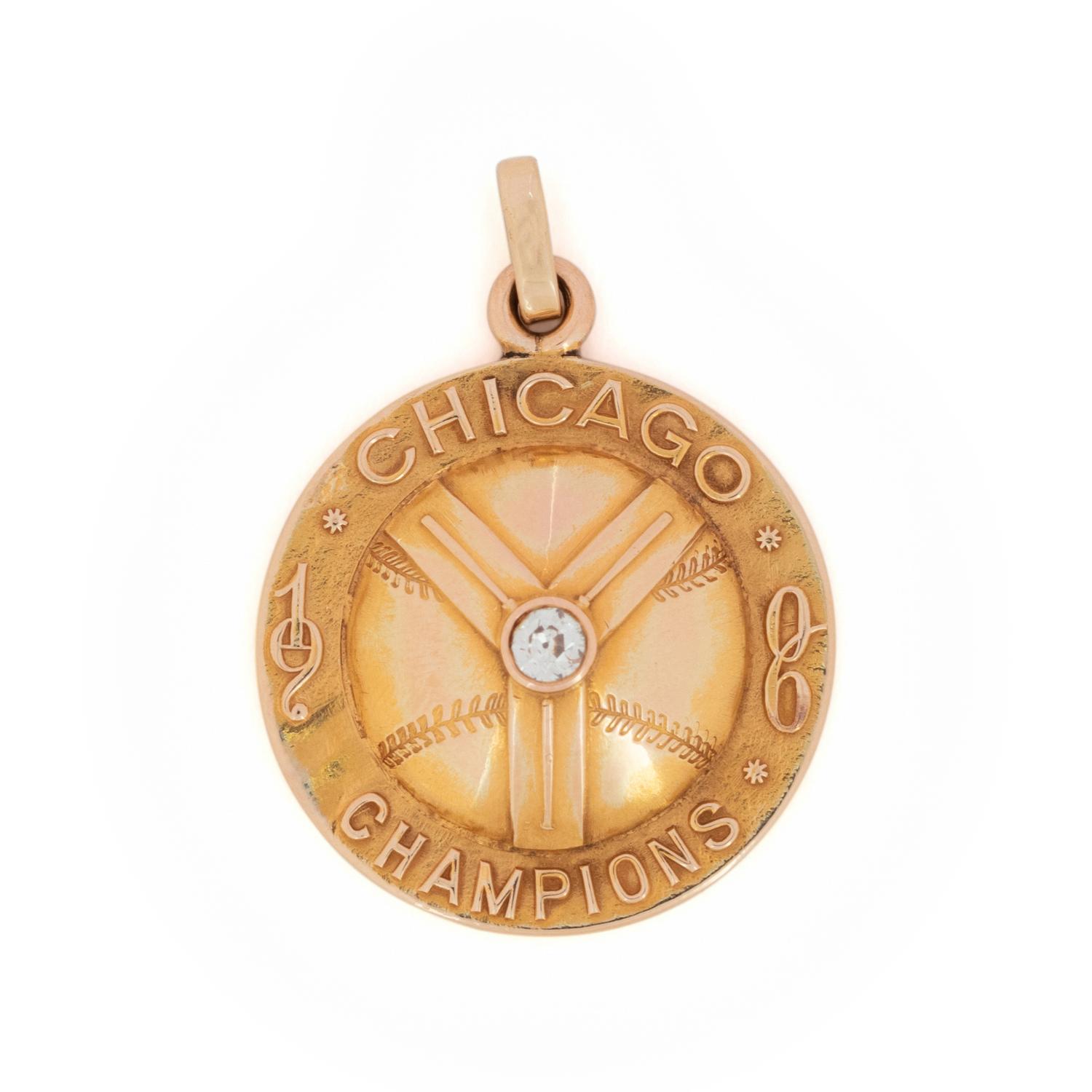 A 1906 Chicago Baseball Champions Gold and Diamond Medallion Presented to Cubs Pitcher Jacob "Tornado Jake" Weimer,
