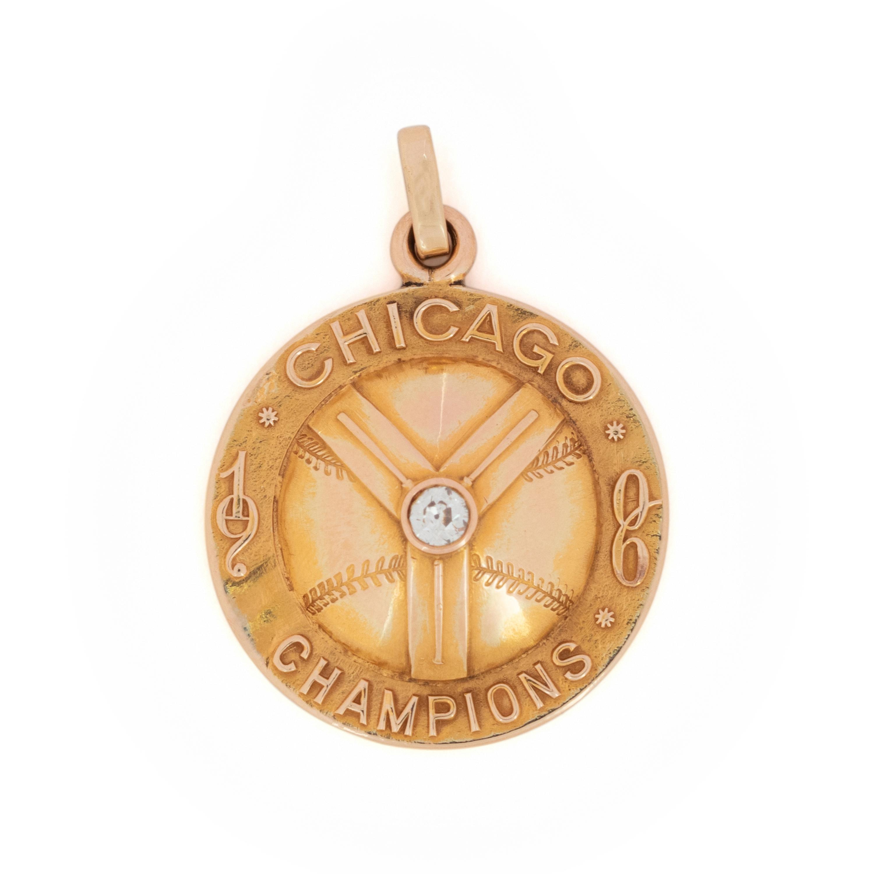 A 1906 Chicago Baseball Champions Gold and Diamond Medallion Presented to Cubs Pitcher Jacob "Tornado Jake" Weimer,