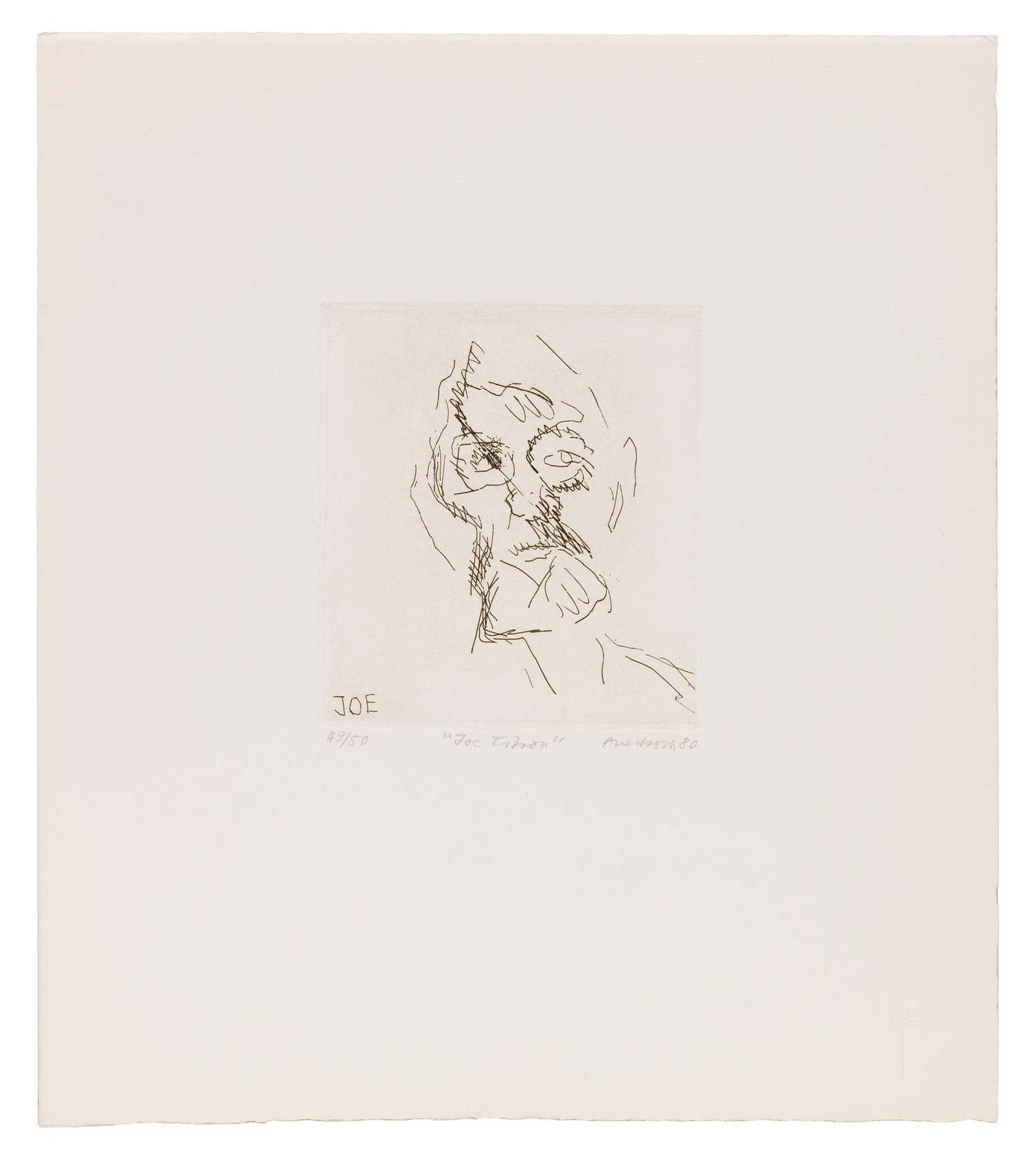 Frank Auerbach, (British, b. 1931), Joe Tilson (from Six Etchings of Heads), 1980