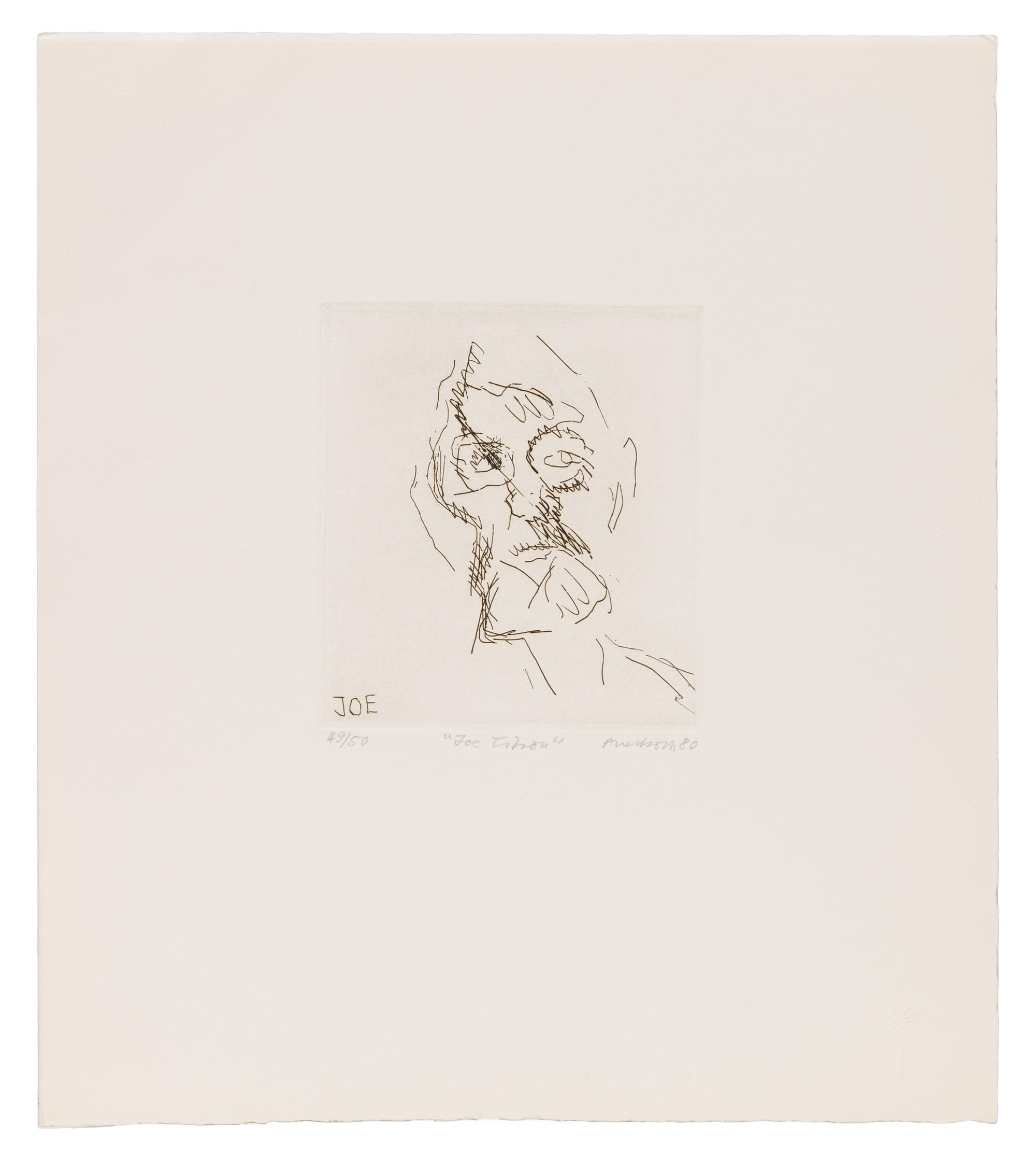Frank Auerbach, (British, b. 1931), Joe Tilson (from Six Etchings of Heads), 1980