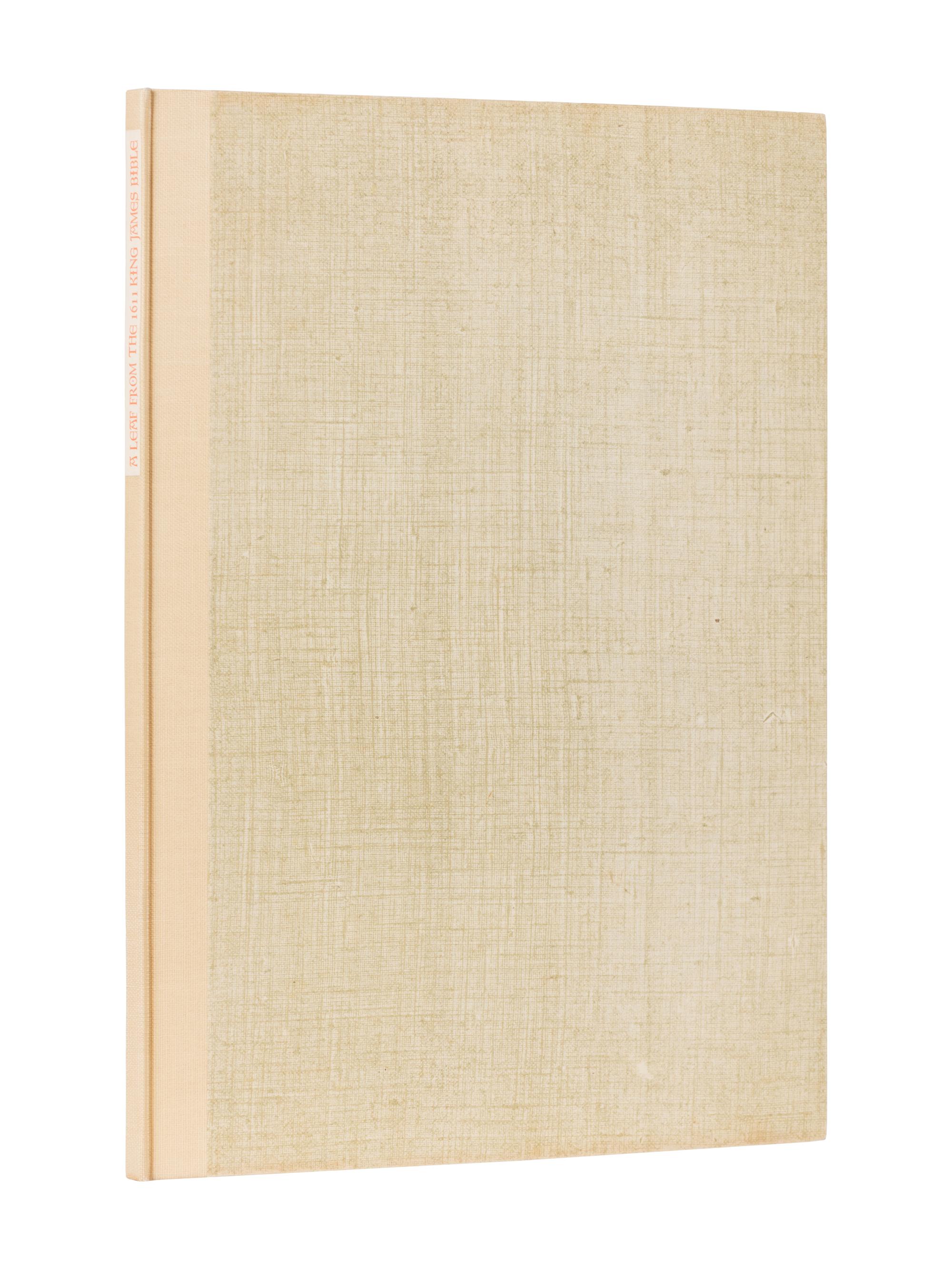 [GRABHORN PRESS – BOOK CLUB OF CALIFORNIA]. LOWES, John Livingston and Louis I. NEWMAN. A Leaf from the 1611 King James Bible . San Francisco: The Grabhorn Press for The Book Club of California, 1937.