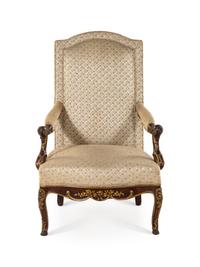 A Louis XV Style Parcel Gilt Fauteuil