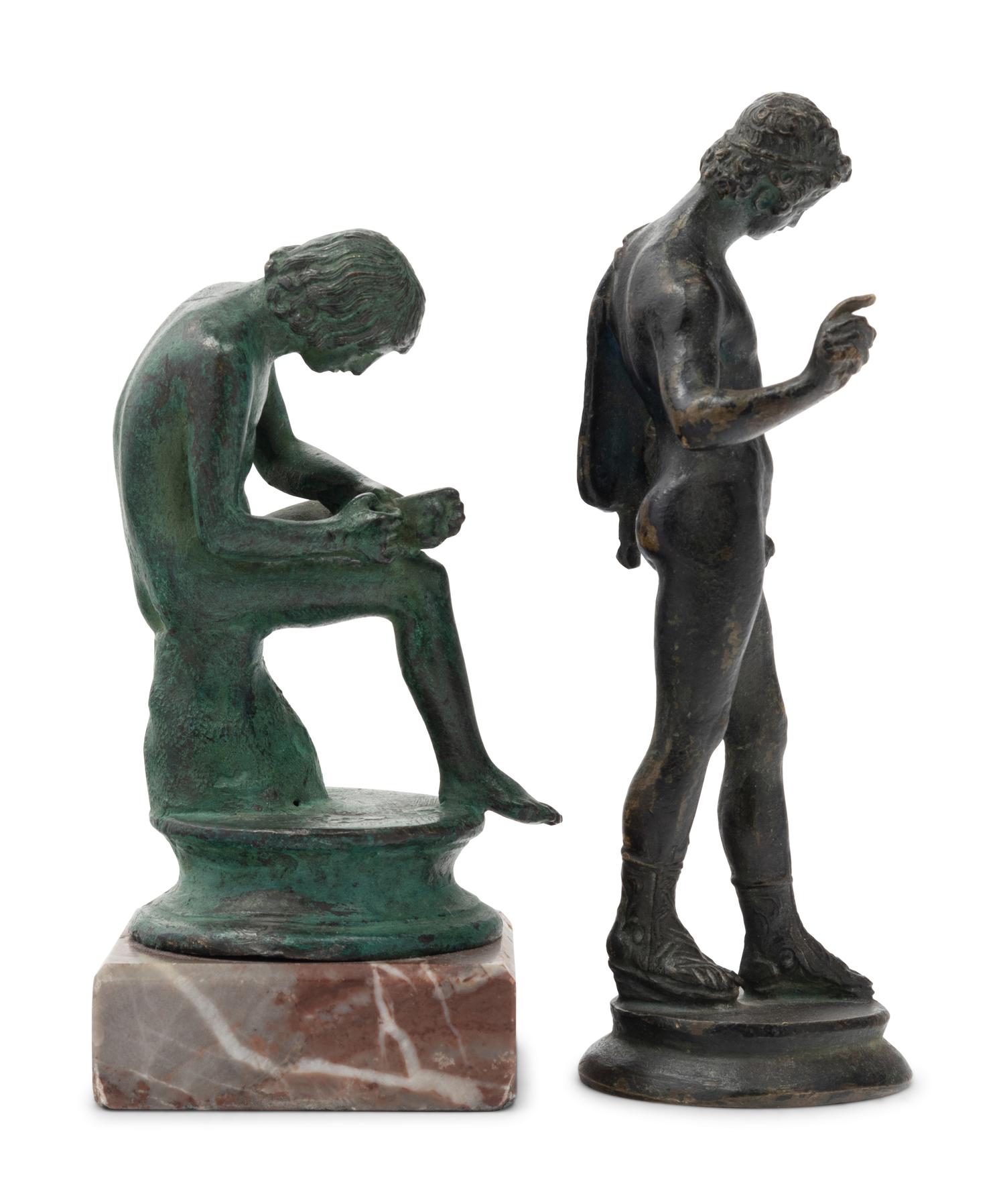 Two Grand Tour Bronze Figures Depicting Narcissus and Spinario