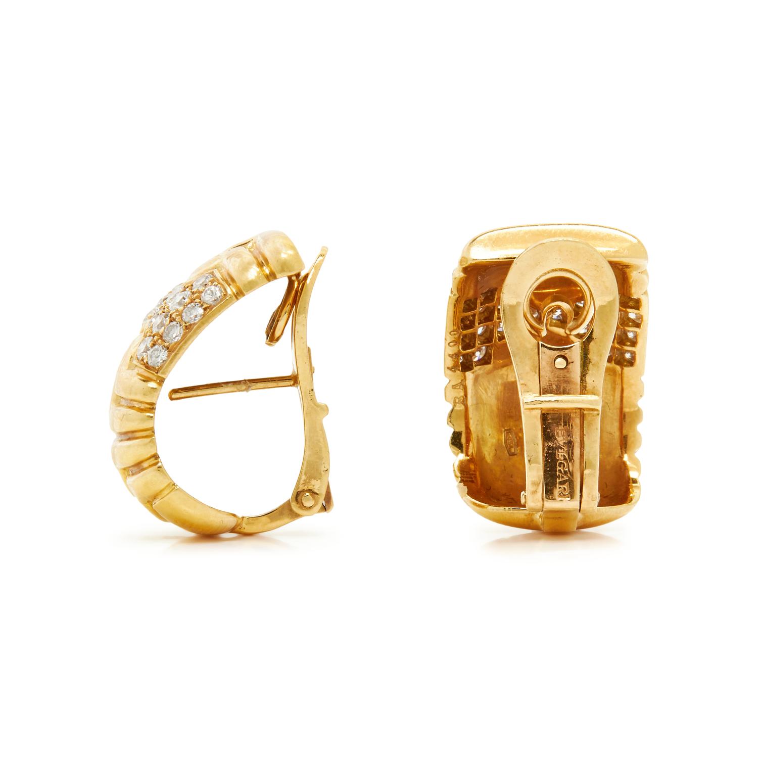 BULGARI, YELLOW GOLD AND DIAMOND 'PARENTESI' EARRINGS