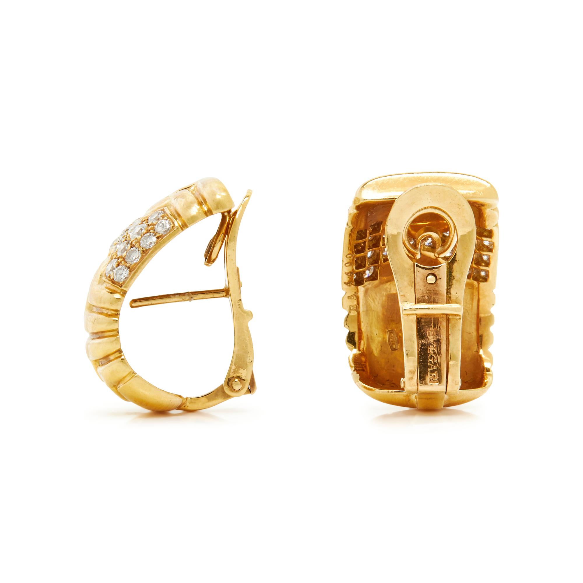 BULGARI, YELLOW GOLD AND DIAMOND 'PARENTESI' EARRINGS