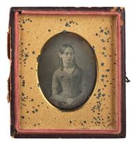 [EARLY PHOTOGRAPHY]. Sixth plate daguerreotype of a young woman. Ca 1840s.