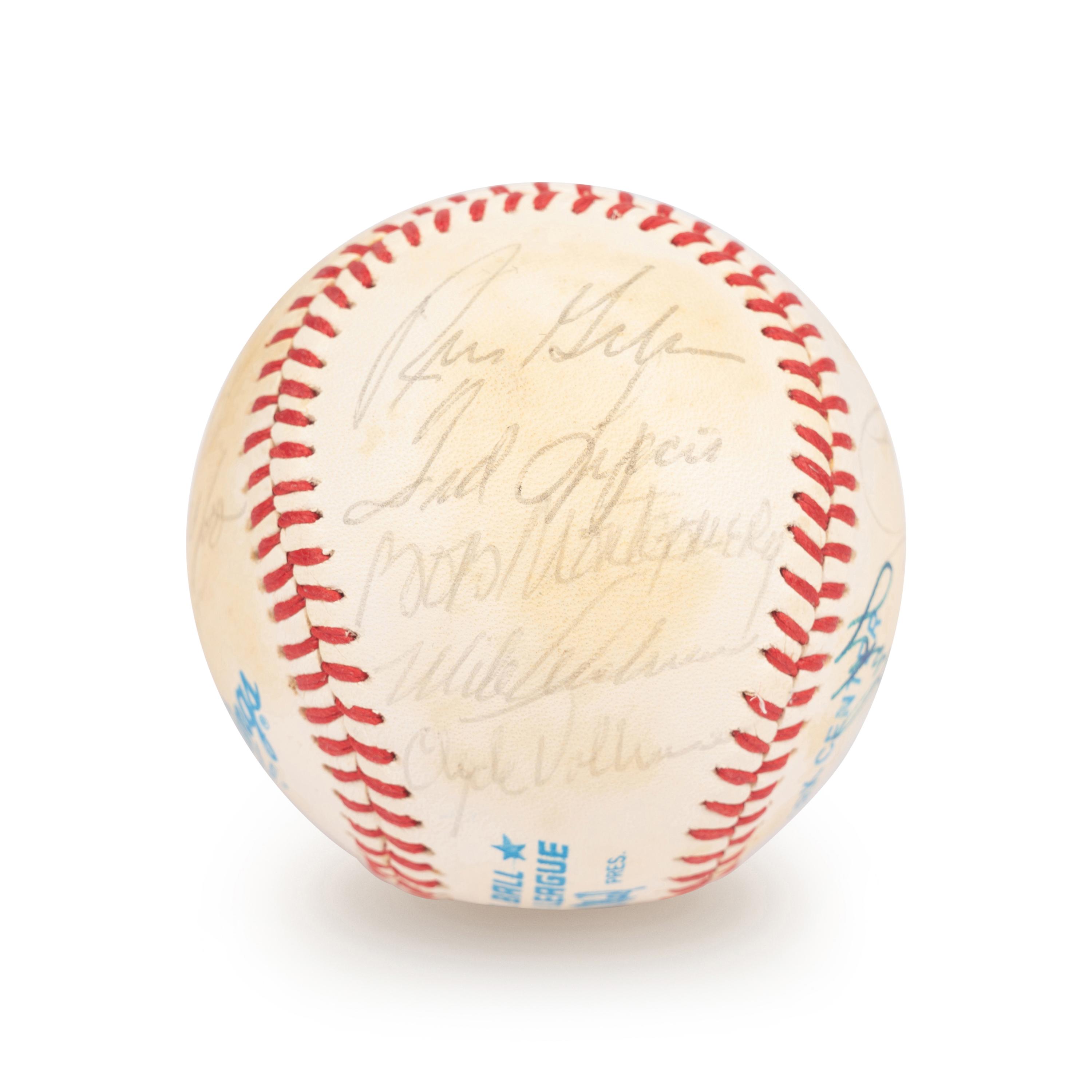 A Boston Red Sox Multi Signed Autograph Baseball With 20 Signatures Including Ted Williams (Beckett Authentication Services Letter BAS Certified),