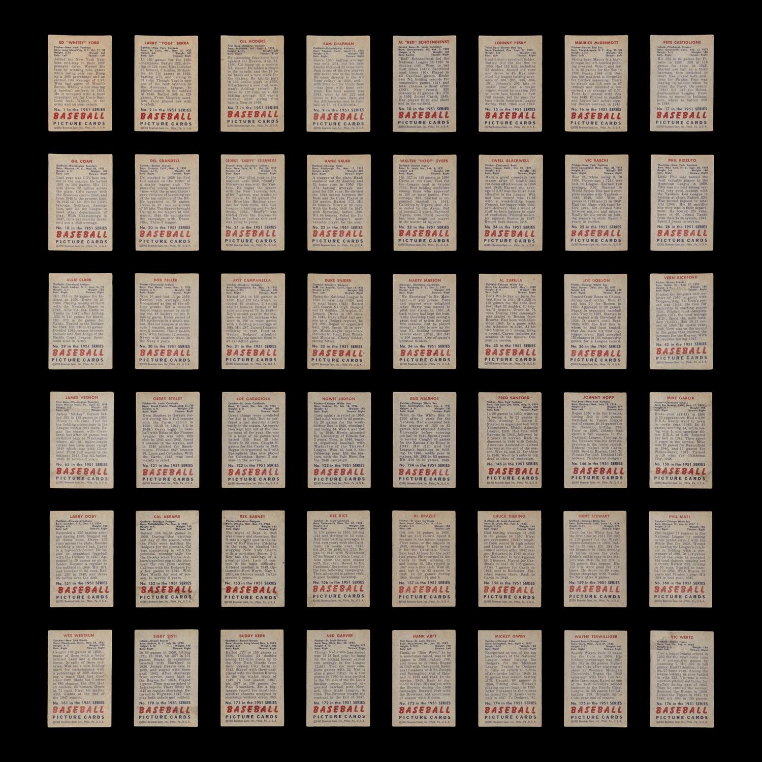 A Collection of 1951 Bowman Baseball Cards Including Multiple Hall of Famers (89)