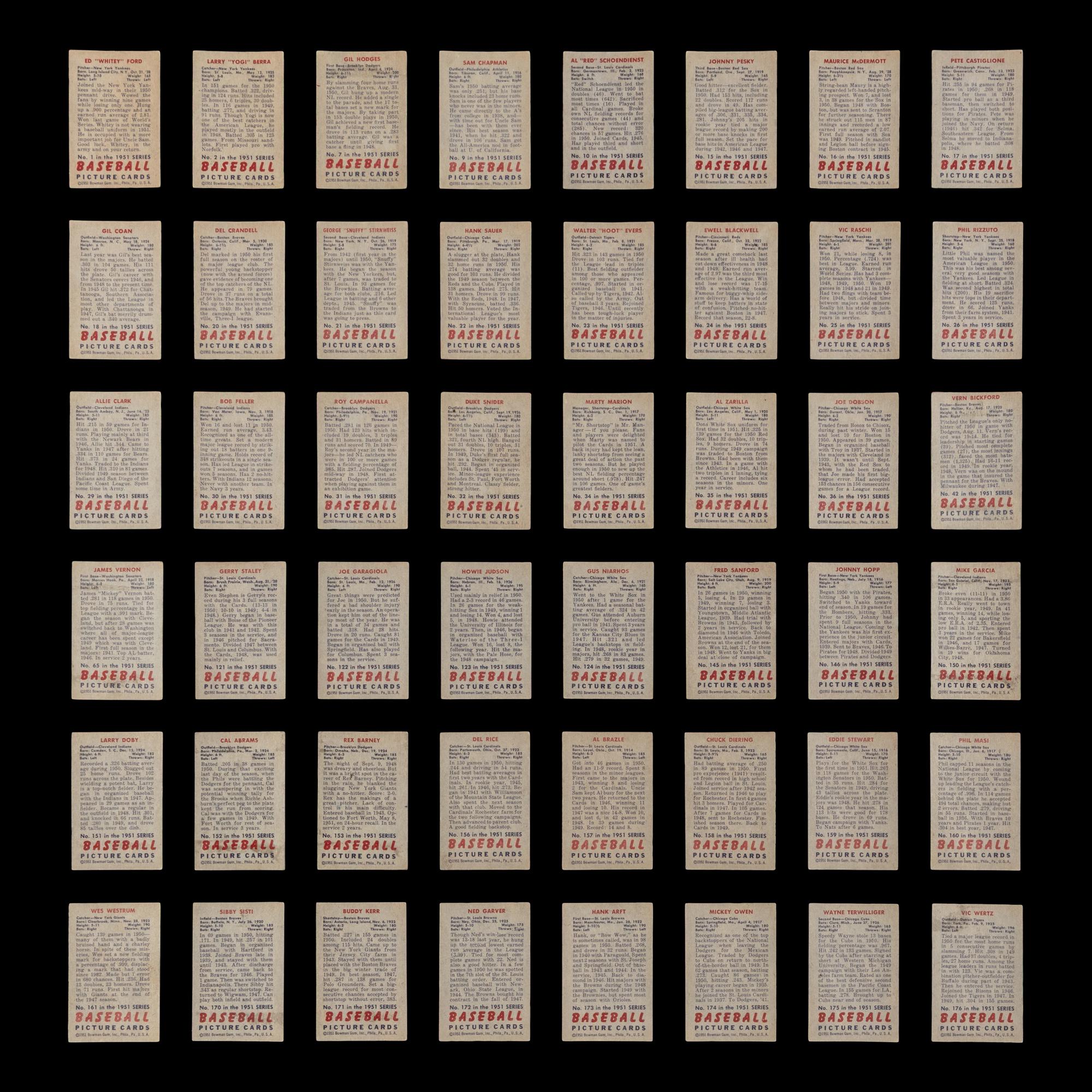 A Collection of 1951 Bowman Baseball Cards Including Multiple Hall of Famers (89)