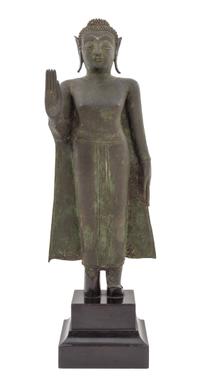 A Thai Bronze Figure of a Standing Buddha 18TH CENTURY Height of figure 21 1/4 inches. — 18TH CENTURY