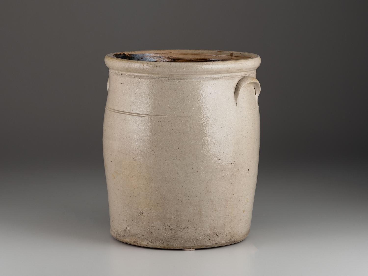 A Six-Gallon Cobalt Decorated Stoneware Water Cooler
