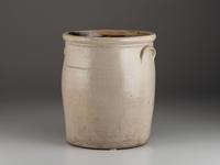 A Six-Gallon Cobalt Decorated Stoneware Water Cooler