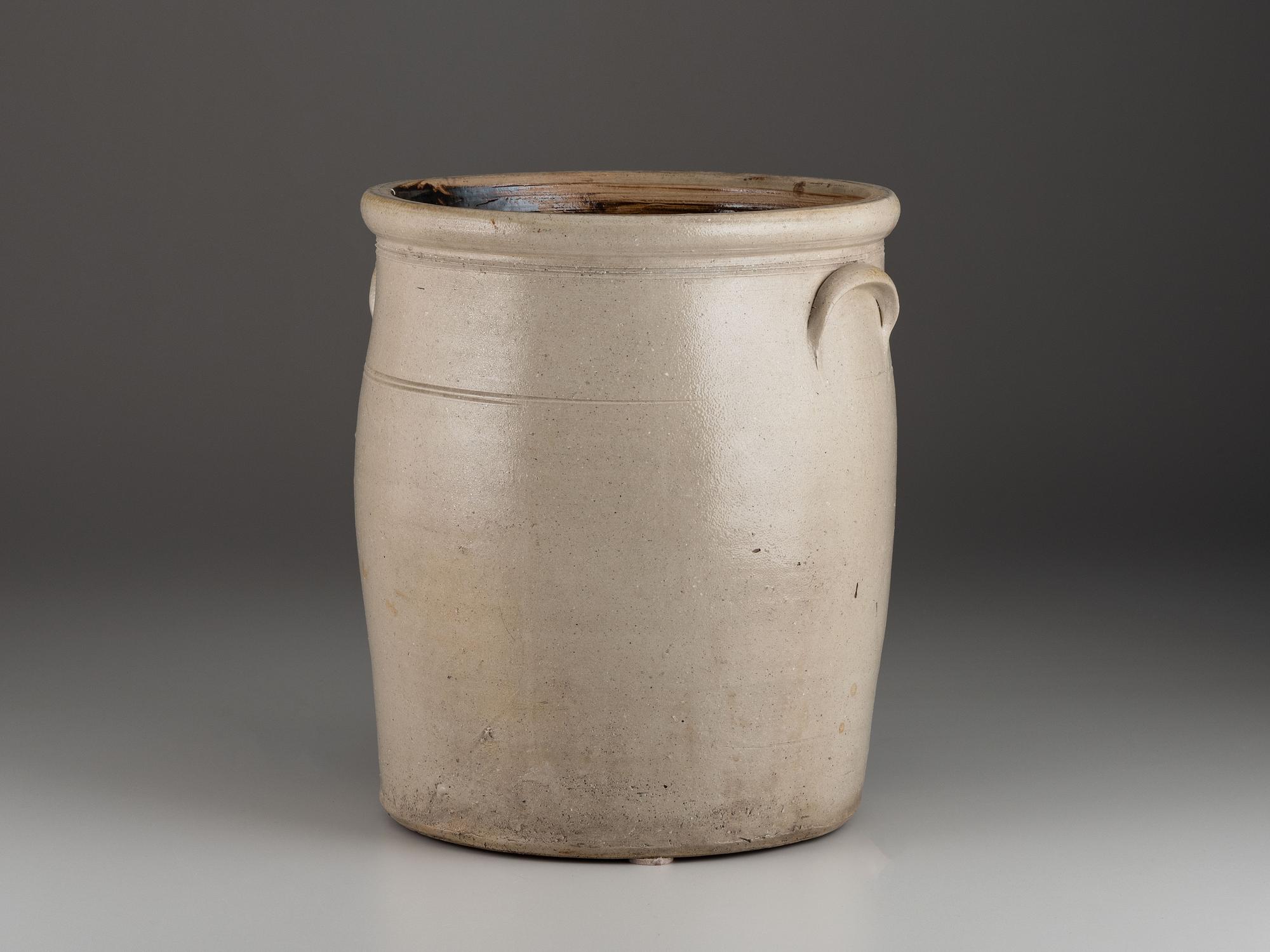 A Six-Gallon Cobalt Decorated Stoneware Water Cooler