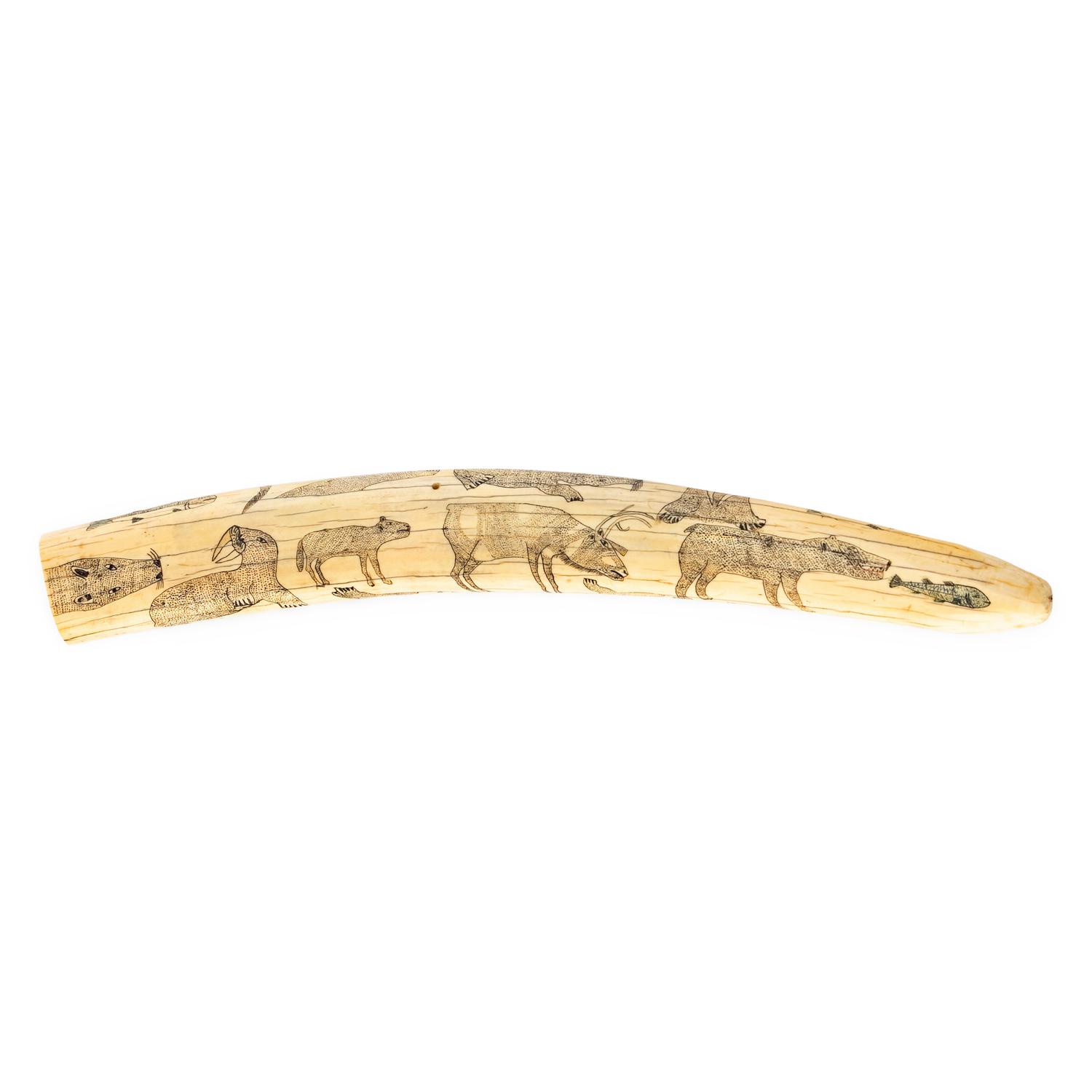 Alaskan Native Scrimshawed Cribbage Board