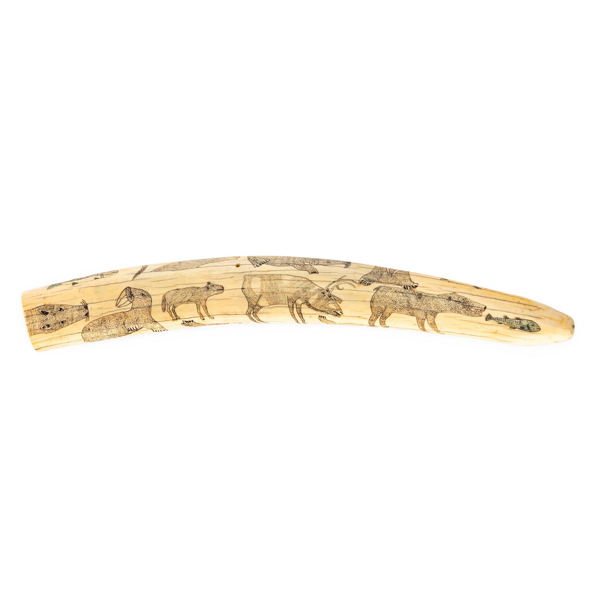 Alaskan Native Scrimshawed Cribbage Board