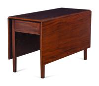 A George III Figured and Channel-Molded Mahogany Drop-Leaf Dining Table