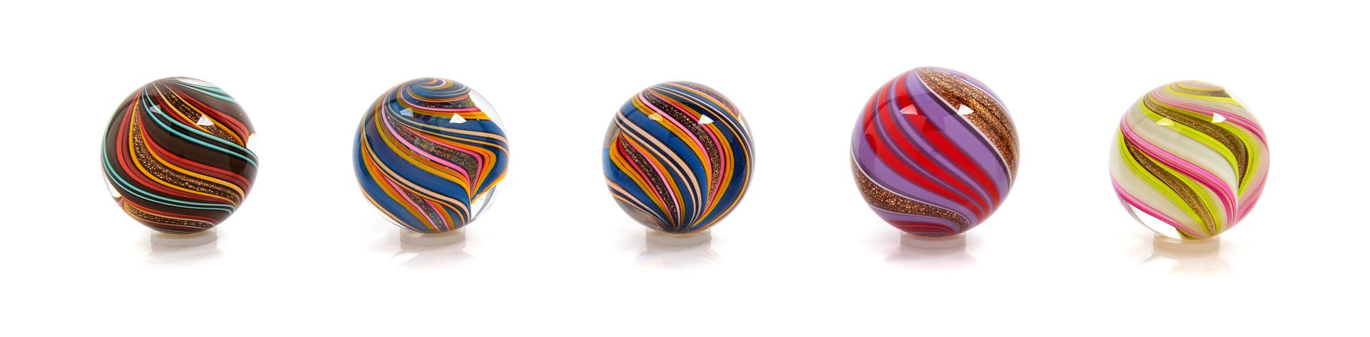 Mark Matthews, (American, b. 1948), Collection of Five Art Glass Marbles