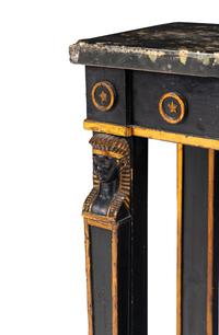 A Regency Style Parcel Gilt and Ebonized Pier Table