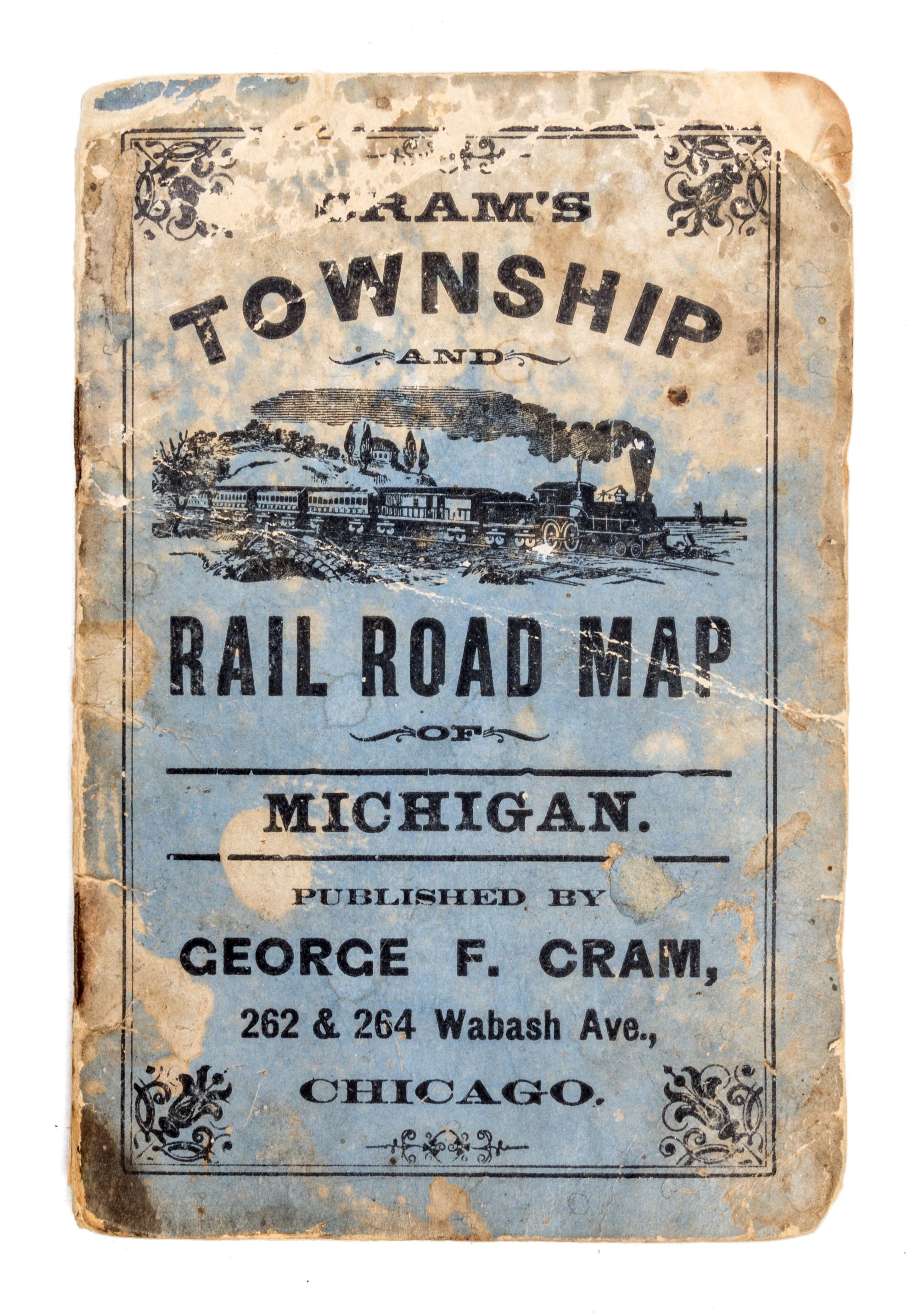 (MAP, RAILROADS) Cram's Township and Rail Road Map ofMichigan. Chicago, c. 1890.
