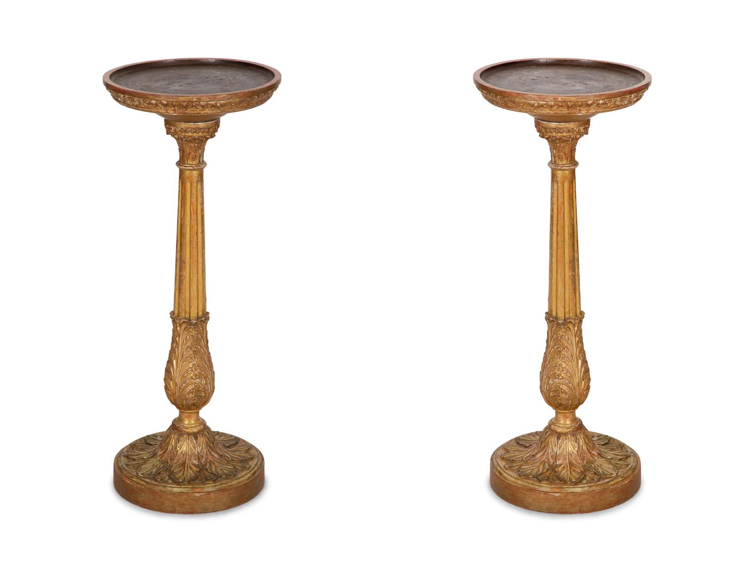 A Pair of Louis XVI Giltwood Pedestals